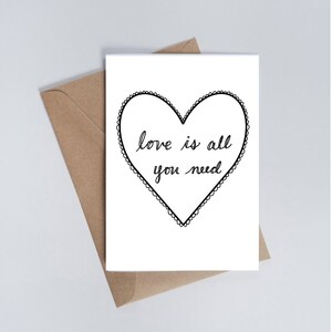 El amor imprimible es todo lo que necesitas Tarjeta del día de San Valentín