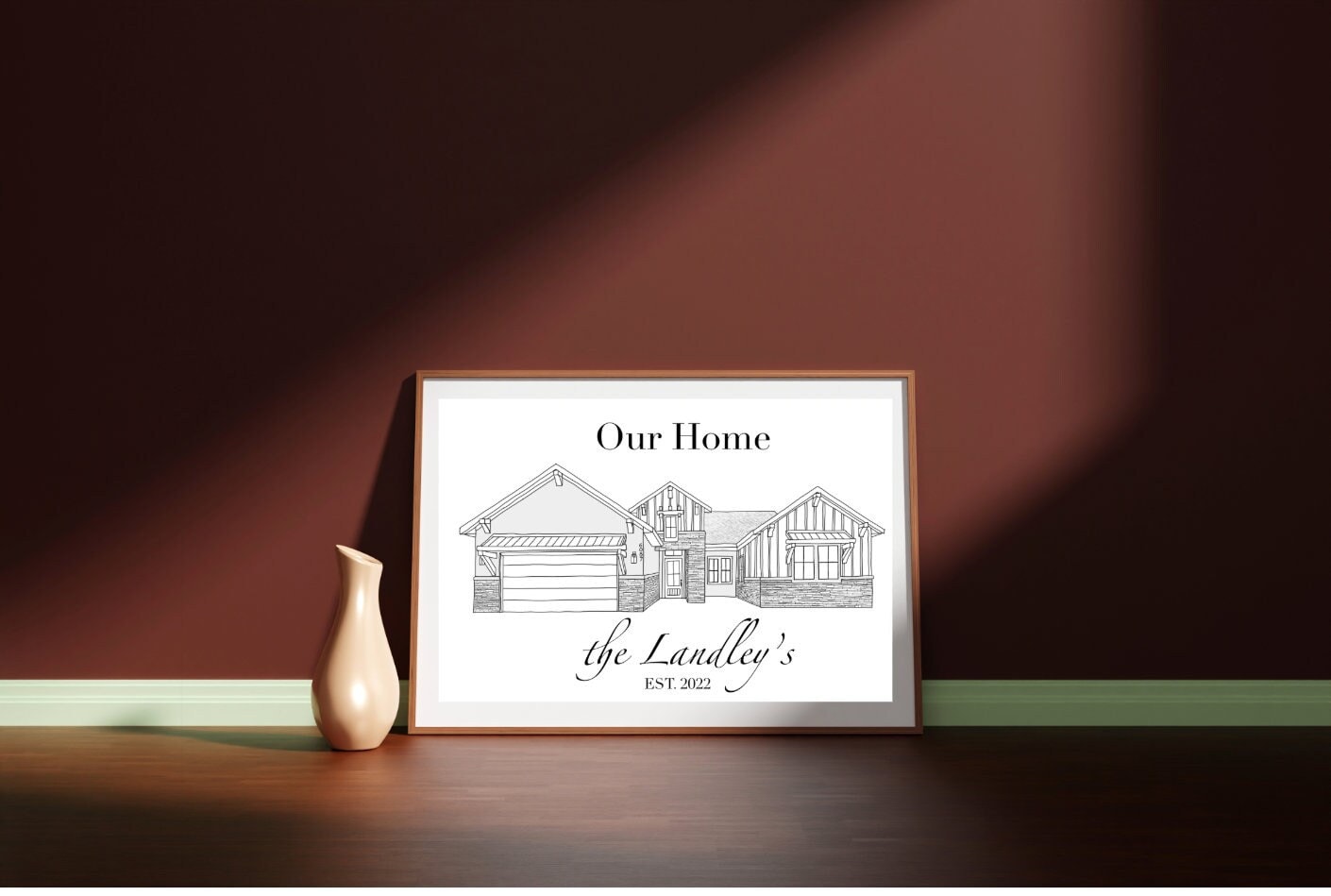 Digital New Home Art, Home Sweet Home Art, Custom Line Drawing ...