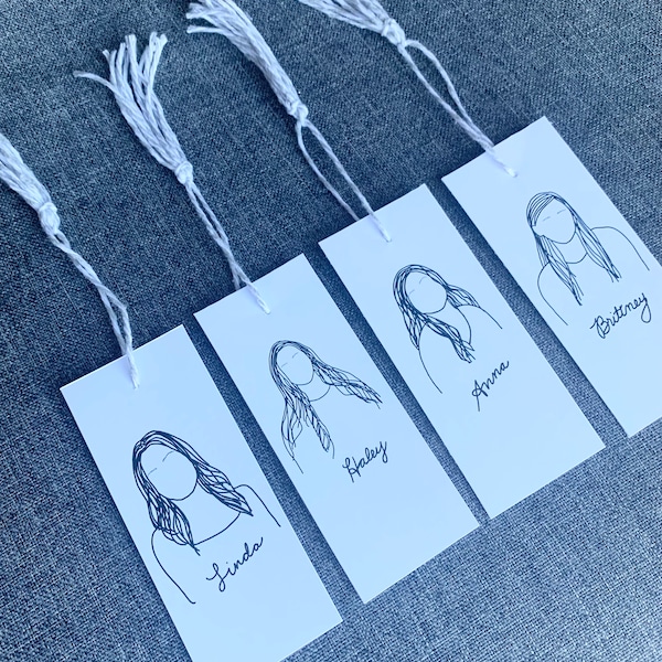 BOOKMARKS. Party Favors. Gift. Bridesmaid gifts. custom line portrait bookmark. party favors. wedding favors. bridesmaid gifts.