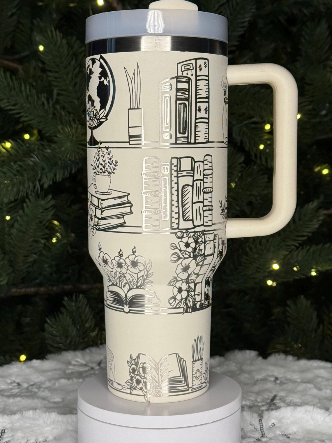 Bookshelf Tumbler: Cozy Library Design for Book Lovers - Etsy