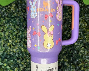 UV DTF Bunny Stanley Tumbler: Spring Easter Quencher (30oz or 40oz)