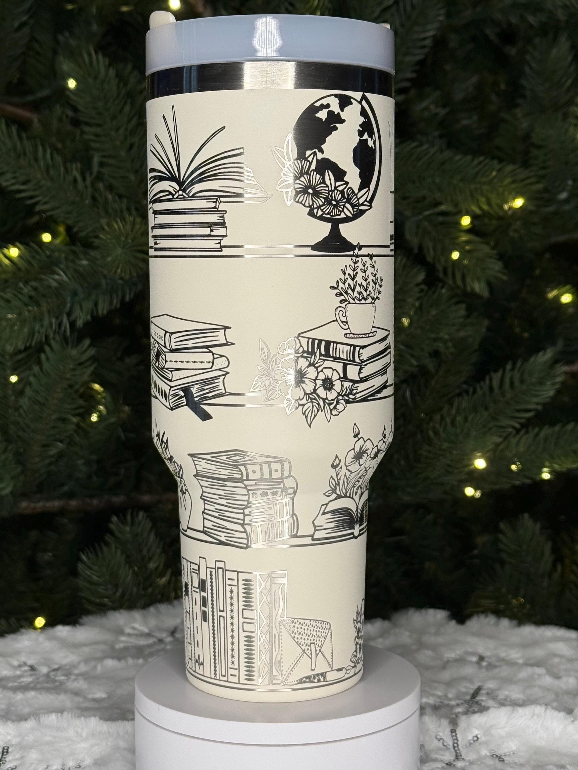 Bookshelf Tumbler: Cozy Library Design for Book Lovers - Etsy