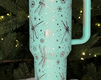 Trollslända Maskros Tumbler: Naturinspirerad isolerad dricksglas
