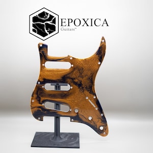 Cosmic Brass Nebula – Epoxy Resin Stratocaster Pickguard - Epoxica Signature Series