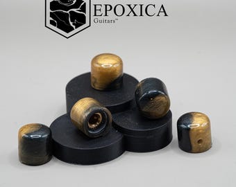 Mayan Obsidian – Gitaarknoppenset (koolstofzwart + Mayan Gold)