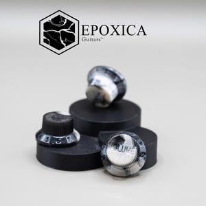 Phantom Marble – Epoxica Signature Resin Knob Set White and Black Epoxy Resin