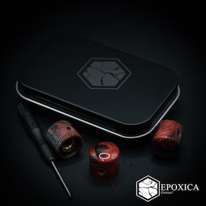 Crimson Eclipse Reborn Custom Guitar knobs - Black and Wine Red Epoxy Resin