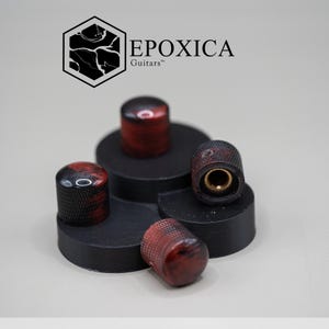 Crimson Eclipse Reborn Custom Guitar knobs - Black and Wine Red Epoxy Resin