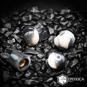 Marble Eclipse Guitar Knobs – Black and Pearl Epoxy Resin -| Epoxica Signature Series