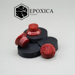 Ruby Surge Strat Style Guitar Knobs – Red Epoxy Resin Knob Set