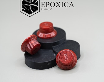 Ruby Surge Strat Style Guitar Knobs – Red Epoxy Resin Knob Set
