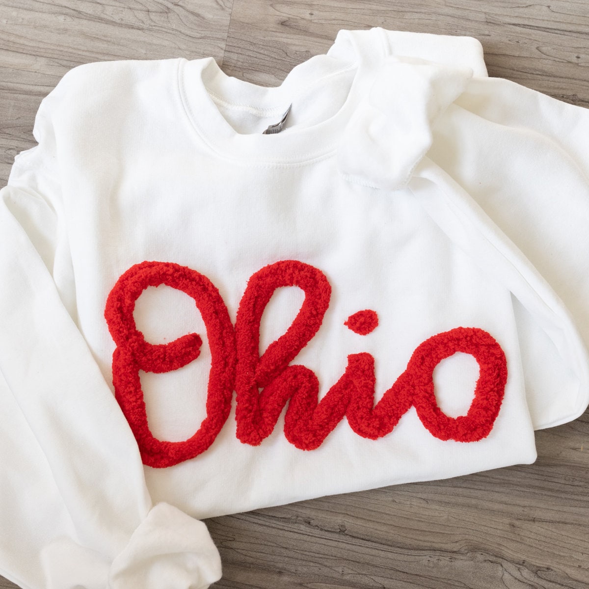Ohio Pullover, Chenille Embroidered Sweatshirt, Oversized