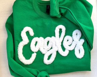 Eagles Sweatshirt: Chenille Embroidered Football Team Crewneck
