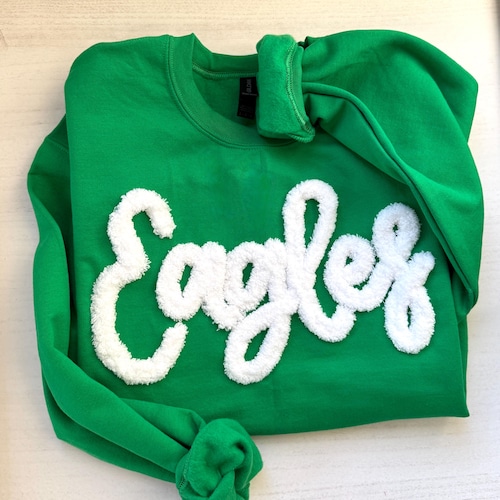 Sweat-shirt Eagles : col rond brodé en chenille de l'équipe de football