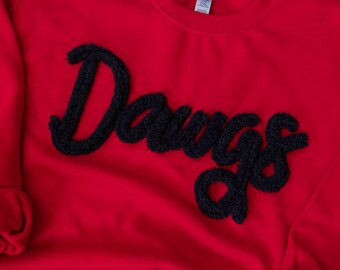 Bulldogs Sweatshirt: Yarn Embroidered Sweatshirt, Bulldogs Yarn Embroidered Sweatshirt, Bulldogs Christmas Gift