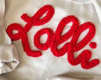 Lolli Sweatshirt, Lolli Christmas Gift, Chenille Yarn Sweatshirt, Personalized Sweatshirt, Embroidered Grandma Sweatshirt, Lolli Crewneck