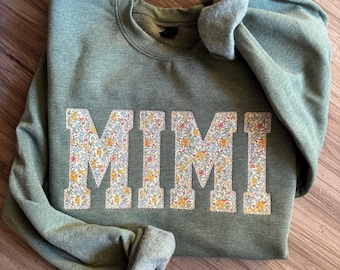 Mimi Sweatshirt, Custom Embroidered Sweatshirt Gift, Embroidered Mimi Sweatshirt, Personalized Gift, Appliqué Sweatshirt, Christmas Gift