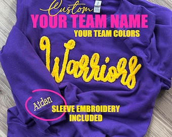 Custom Chenille Embroidered Team Sweatshirt: Personalized Sleeve Name
