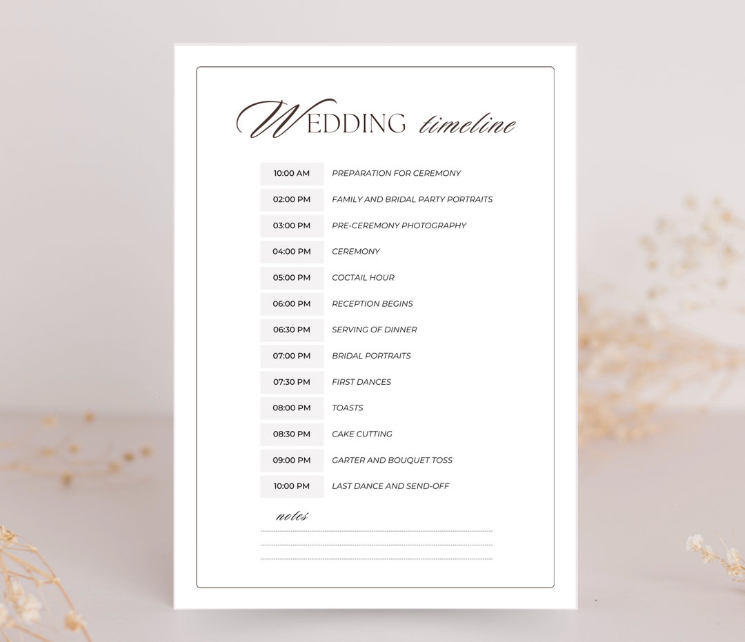 Wedding Day Timeline Wedding Itinerary Editable Program Program ...