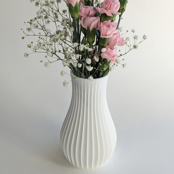 White Vase, for Flowers, Geometric Design Home Decor, Blue Color Option