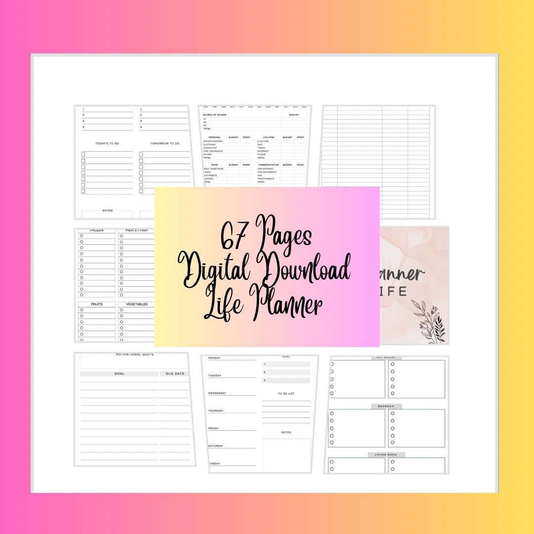 67 Pages Life Planner ~ Digital Download - Etsy