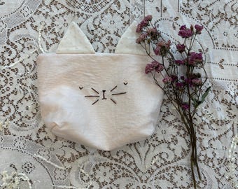 Bolsa de cosméticos con cara de gato, regalo para ella