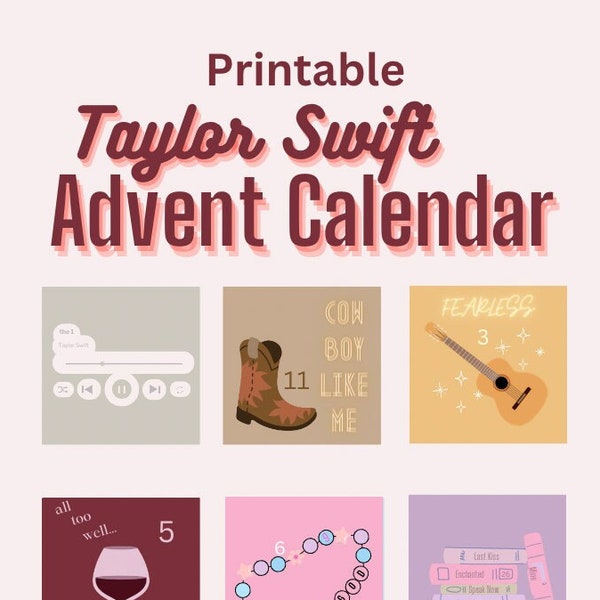 Taylor Swift Advent Calendar Printable Boxes