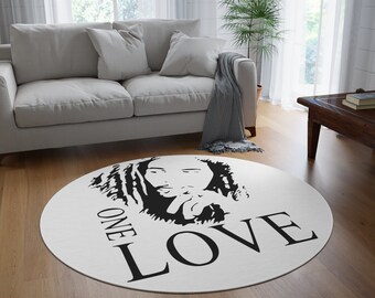 One Love | Bob Marley | Reggae | Rasta Vibration | Large Round Rug