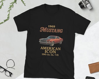 Camiseta Mustang 1969: Camiseta gráfica de muscle car americano retro