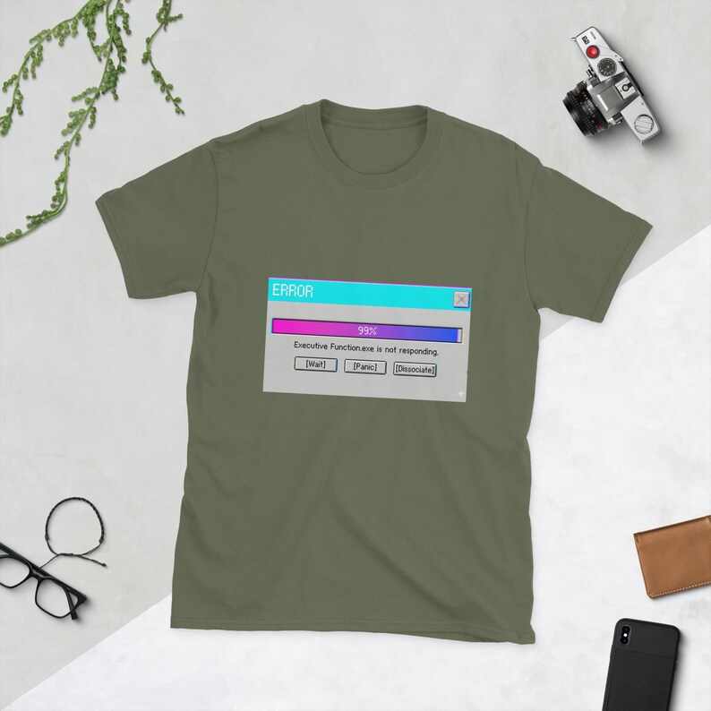 Executive Function Not Responding T Shirt Retro Error Window 99% Loading Funny ADHD Meme Vaporwave Y2K Aesthetic Graphic Tee