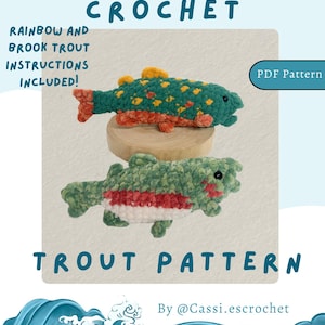 PDF Anleitung für gehäkelte Forellen | Fortgeschrittenes US Häkelmuster| DIY Amigurumi Fisch | 2in1 Häkelanleitung für Bachforelle und Regenbogenforelle