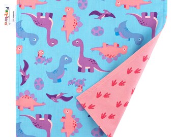 Pink Dinosaurs Cloth Napkins for Kids 100% Cotton Napkins Cute Napkins Double Sided Napkins Set of 2 Soft Reusable Napkins for Children