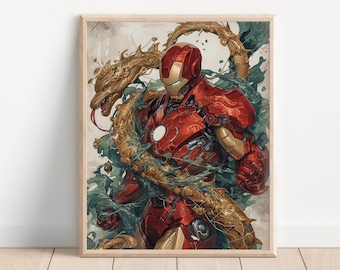 Ironman Japanese Tapestry Art Print, Super Hero Art Print, Movie Art Print, Kids Room Art, Comic Book Art, Super Hero Fanart, Comic Books