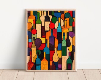 Abstract Bar/ Kitchen Wall Art, Digital Download, Bar Decor, Kitchen Wall Decor, Man Cave Artwork