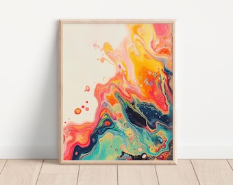 Pouring Medium Art Poster, Digital Download, Abstract Art Decor, Home Decor, Wall Art