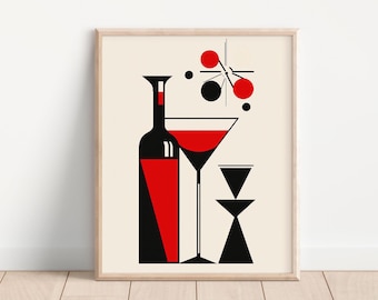 Abstract Martini Art Poster, Digital Download, Bar Cart Posters, Vintage Art Poster, Home Decor, Kitchen Artwork