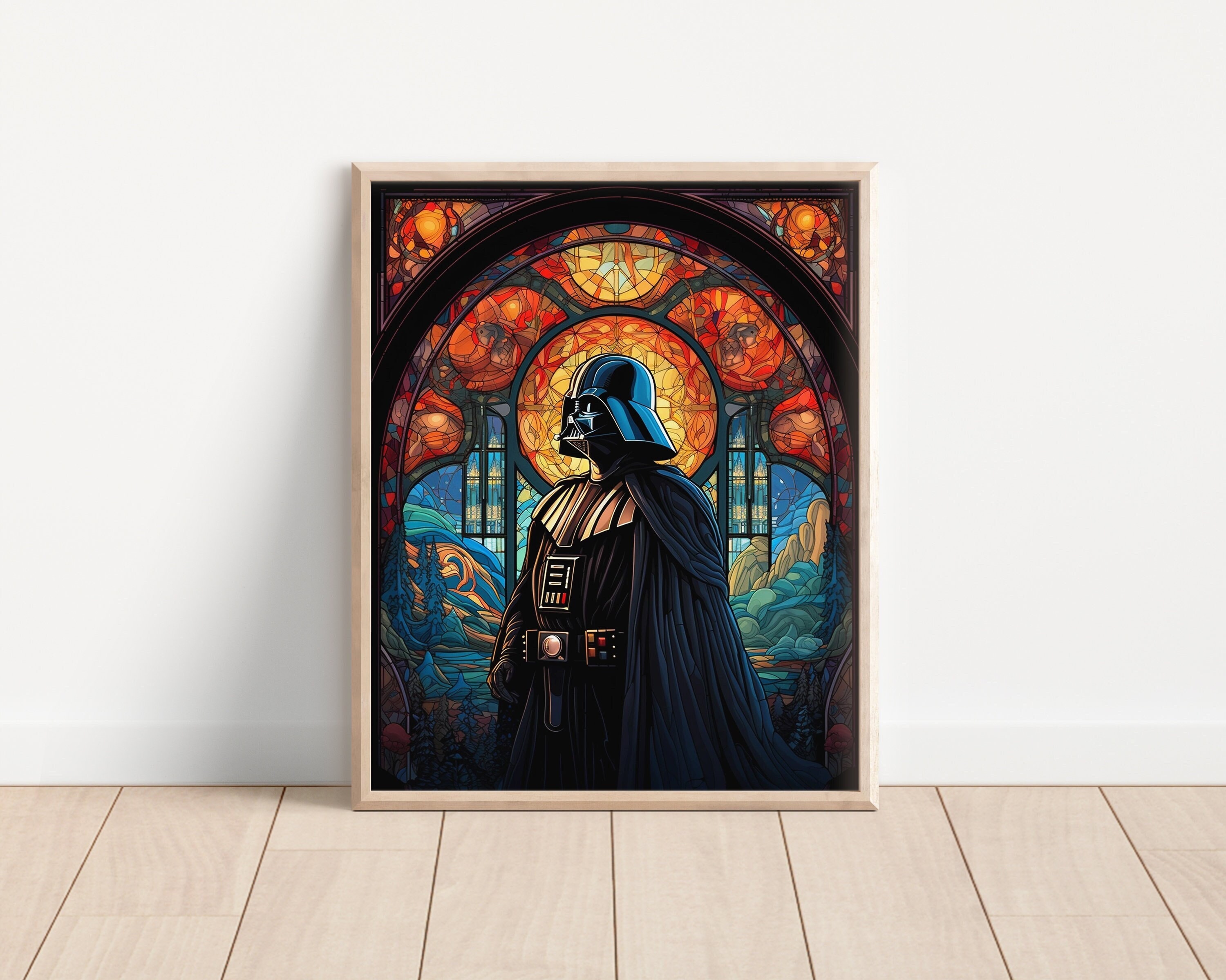 Darth Vader Stained Glass Art Print, Star Wars Art Poster, Fantasy Art ...