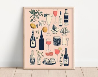 Boho Inspired Kitchen/Bar Art Poster, Drink Art Print, Digital Download Art, Bar Cart Wall Art, Man Cave Art