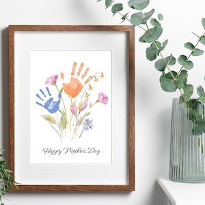 Flower Mothers Day Handprint Art Template Preschool Craft Idea for Gift ...