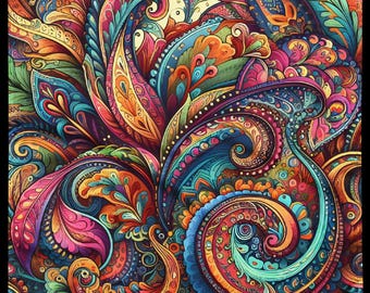 Art Nouveau Paisley Bandana - Stylish & Unique, Elegant Art Nouveau Bandana with Paisley Design, Chic Paisley Bandana in Art Nouveau Style