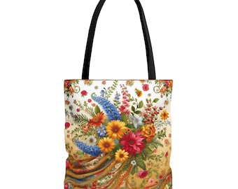 Sac fourre-tout fleurs d'été, sac fourre-tout vibrant avec fleurs d'été, sac fourre-tout élégant avec motif fleurs d'été