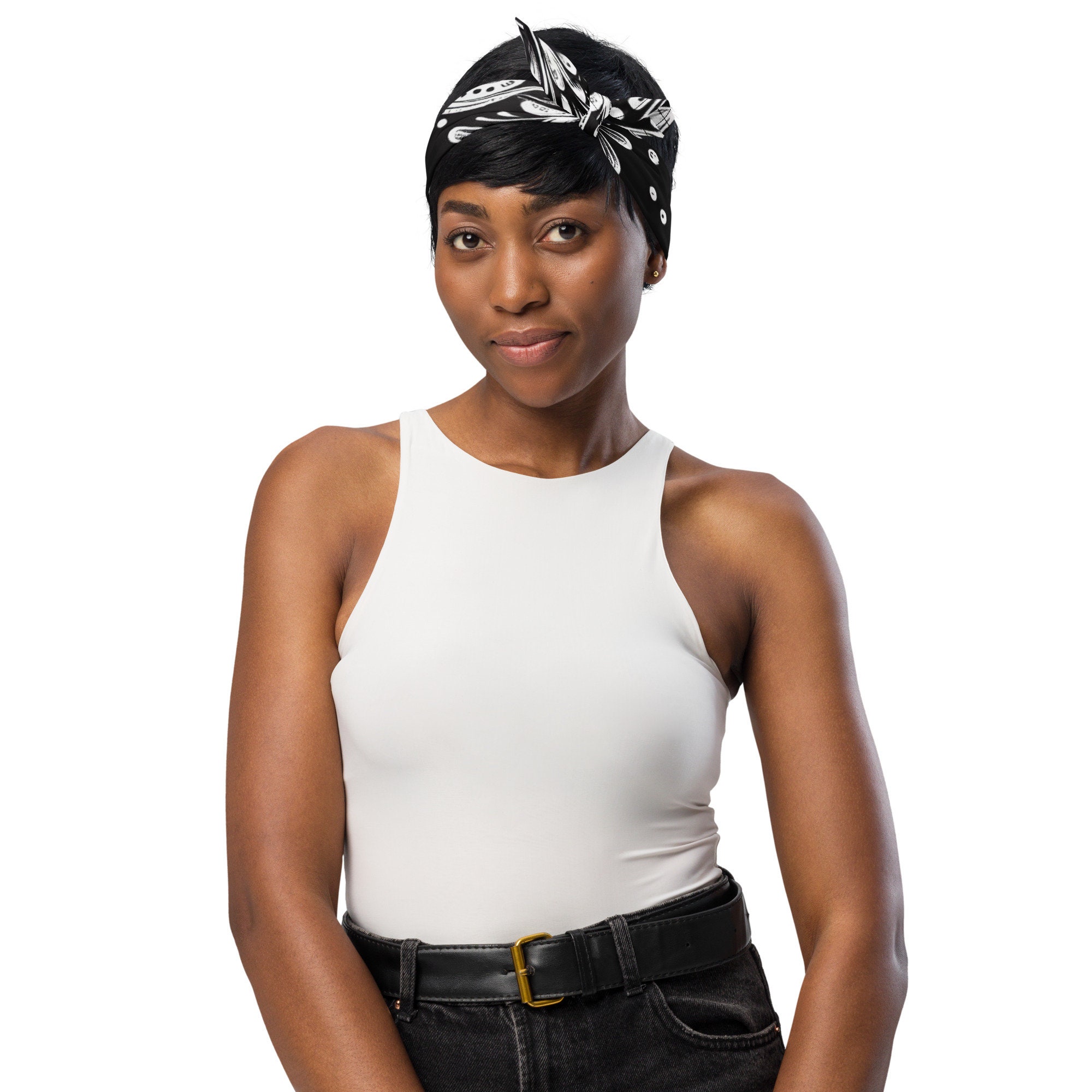 *Bandana Cross Scarf Necklace- Black main image 0