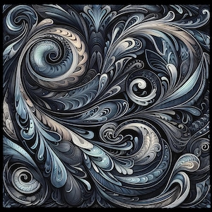 Elegant Swirl Bandana Gift, Artistic Blue Gray Scarf, Nature Inspired Headwear, Unique Pattern Bandana