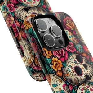 Coque de portable durable en forme de crâne en sucre - Protection le jour des morts