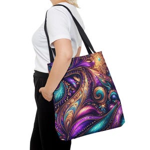 Lebendige Paisley-Einkaufstasche, lila Teal Paisley-Einkaufstasche, leuchtende Paisley-Einkaufstasche, schimmernde Paisley-Einkaufstasche, Gold-Silber-Paisley-Einkaufstasche