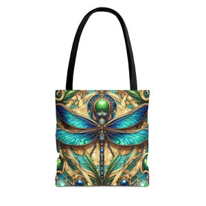Dragonfly Art Nouveau Tote, Elegant Dragonfly Bag, Art Nouveau Tote Bag, Dragonfly Design Tote