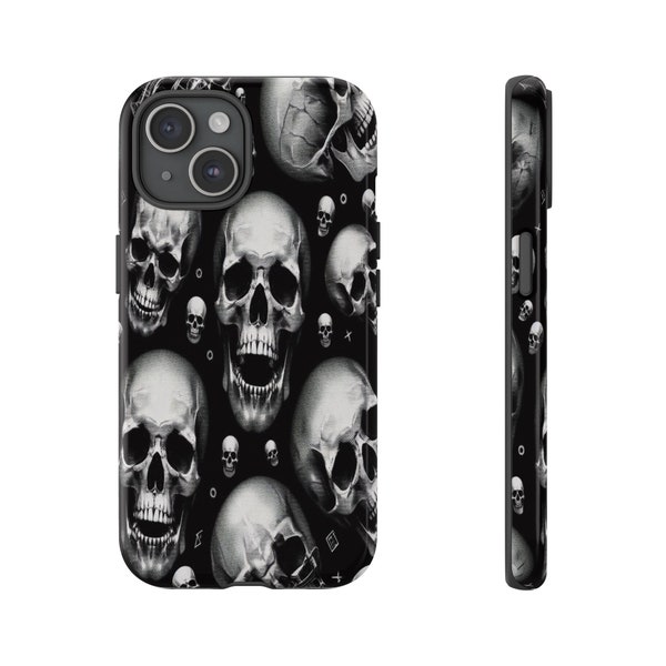 X-Ray Vision Skull Phone Case, Strahlendes Schädel Design Tough Case, Hardstyle Röntgen Schädel Phone Rüstung, Spooky X-Ray Skull Phone Cover