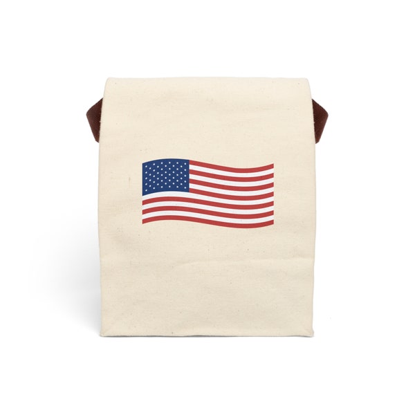 American Flag, Canvas Lunch Bag With Strap