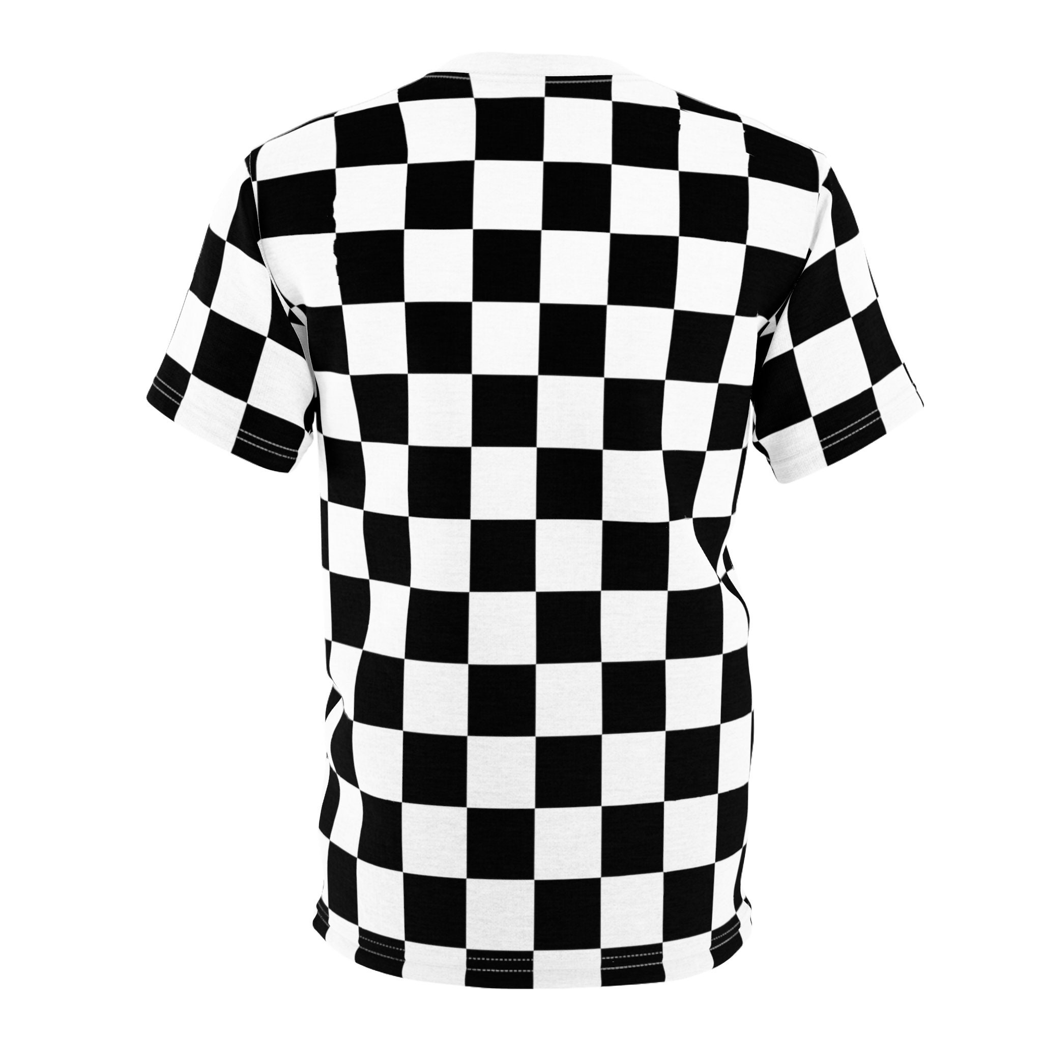 Checkered Charm Tee - Stylish & Comfy Monochrome Grid Shirt