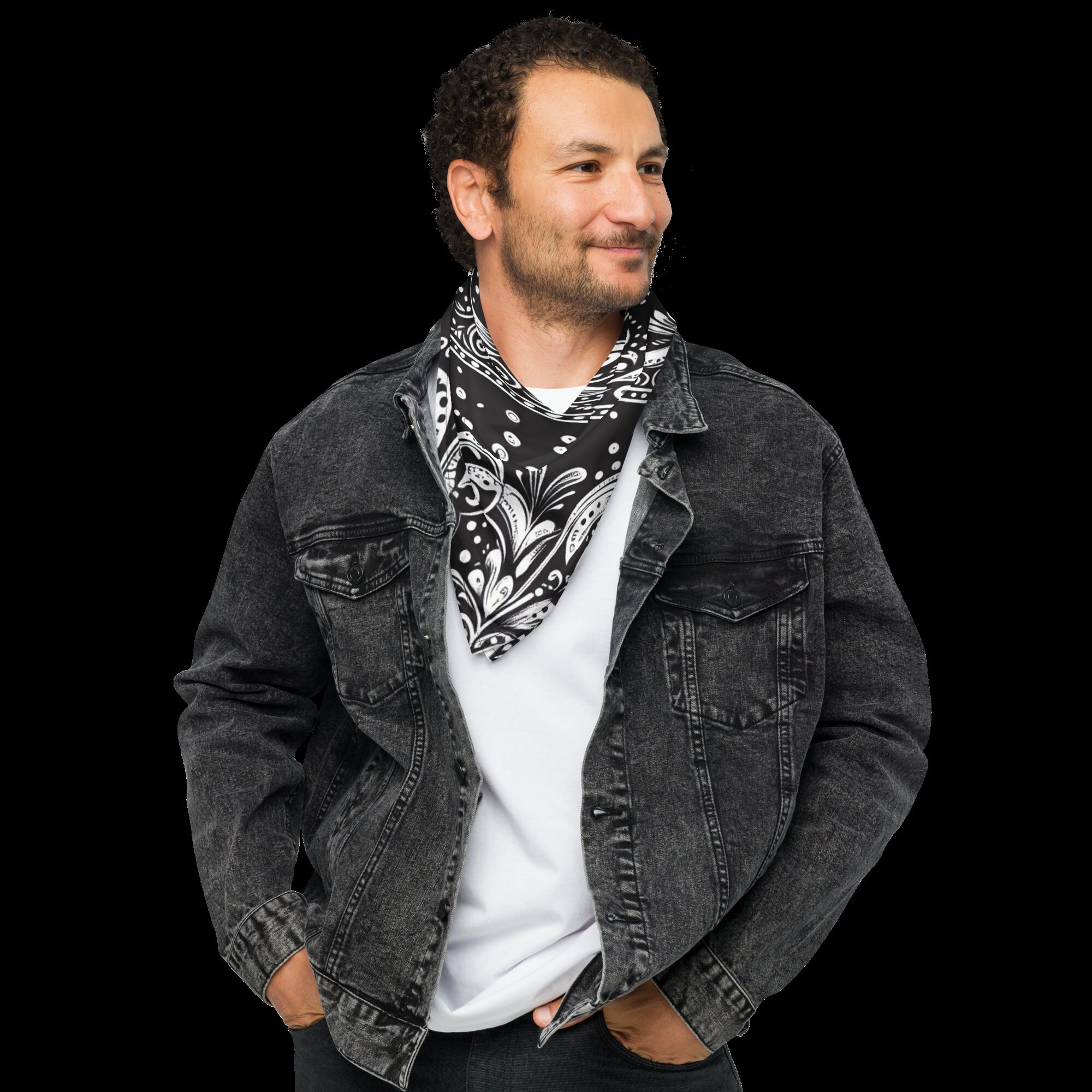 *Bandana Cross Scarf Necklace- Black main image 1